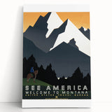 Vintage Montana Travel Poster – Retro See America Wall Art Print