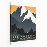 Vintage Montana Travel Poster – Retro See America Wall Art Print