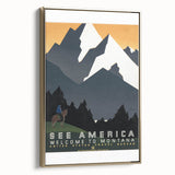 Vintage Montana Travel Poster – Retro See America Wall Art Print