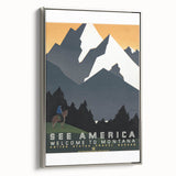 Vintage Montana Travel Poster – Retro See America Wall Art Print