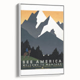 Vintage Montana Travel Poster – Retro See America Wall Art Print