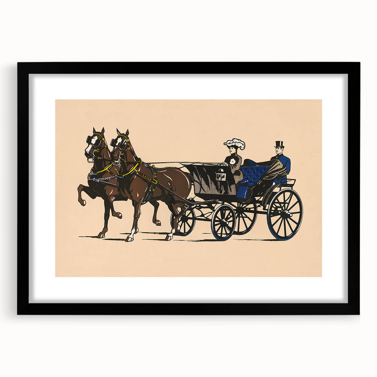 Vintage Horse-Drawn Carriage Poster - Retro Elegant Travel Art
