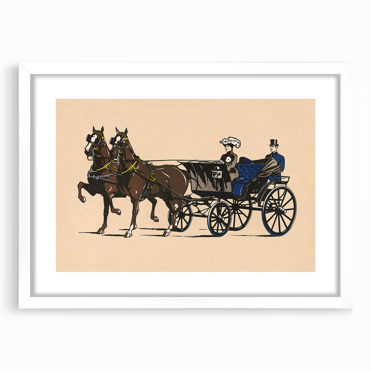 Vintage Horse-Drawn Carriage Poster - Retro Elegant Travel Art