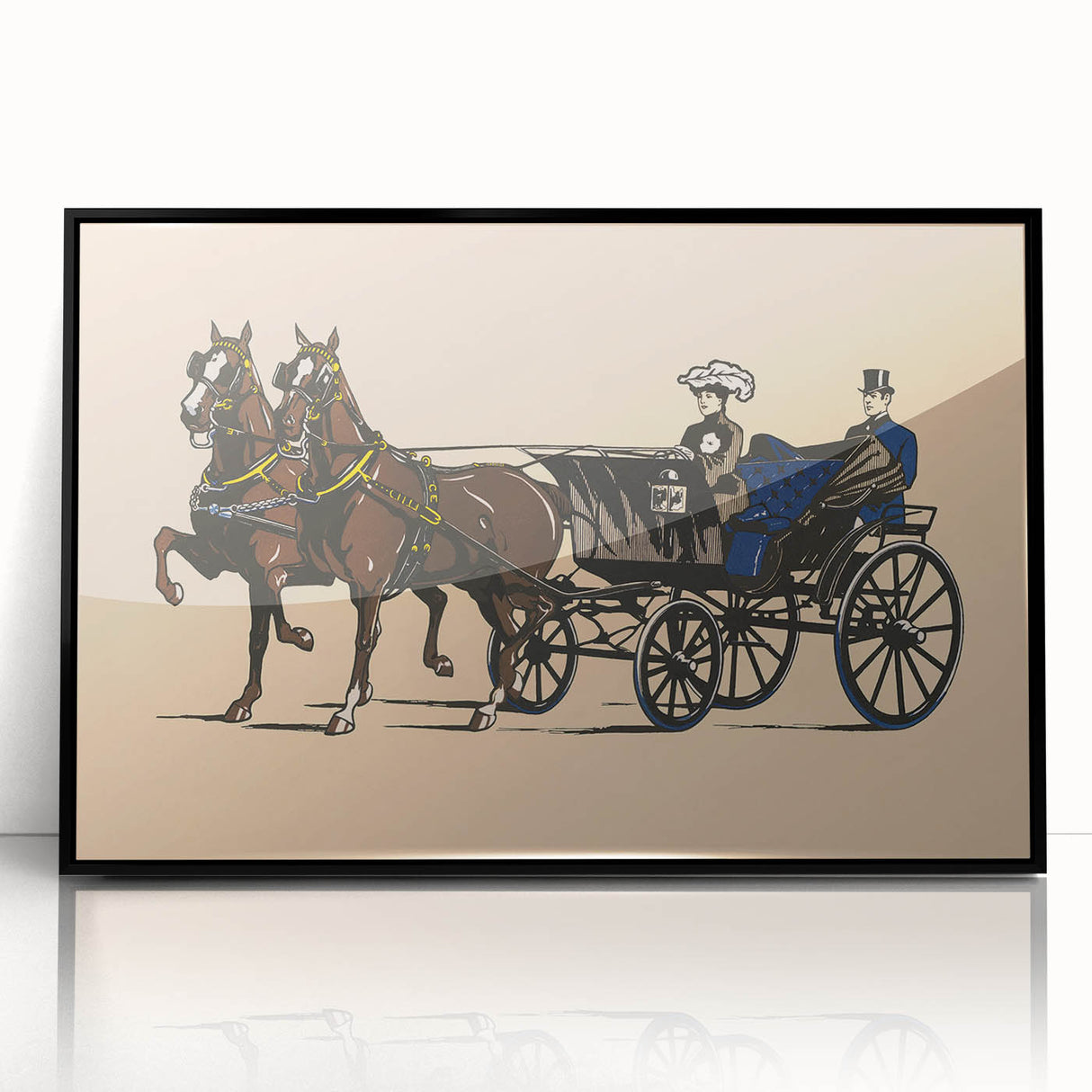 Vintage Horse-Drawn Carriage Poster - Retro Elegant Travel Art