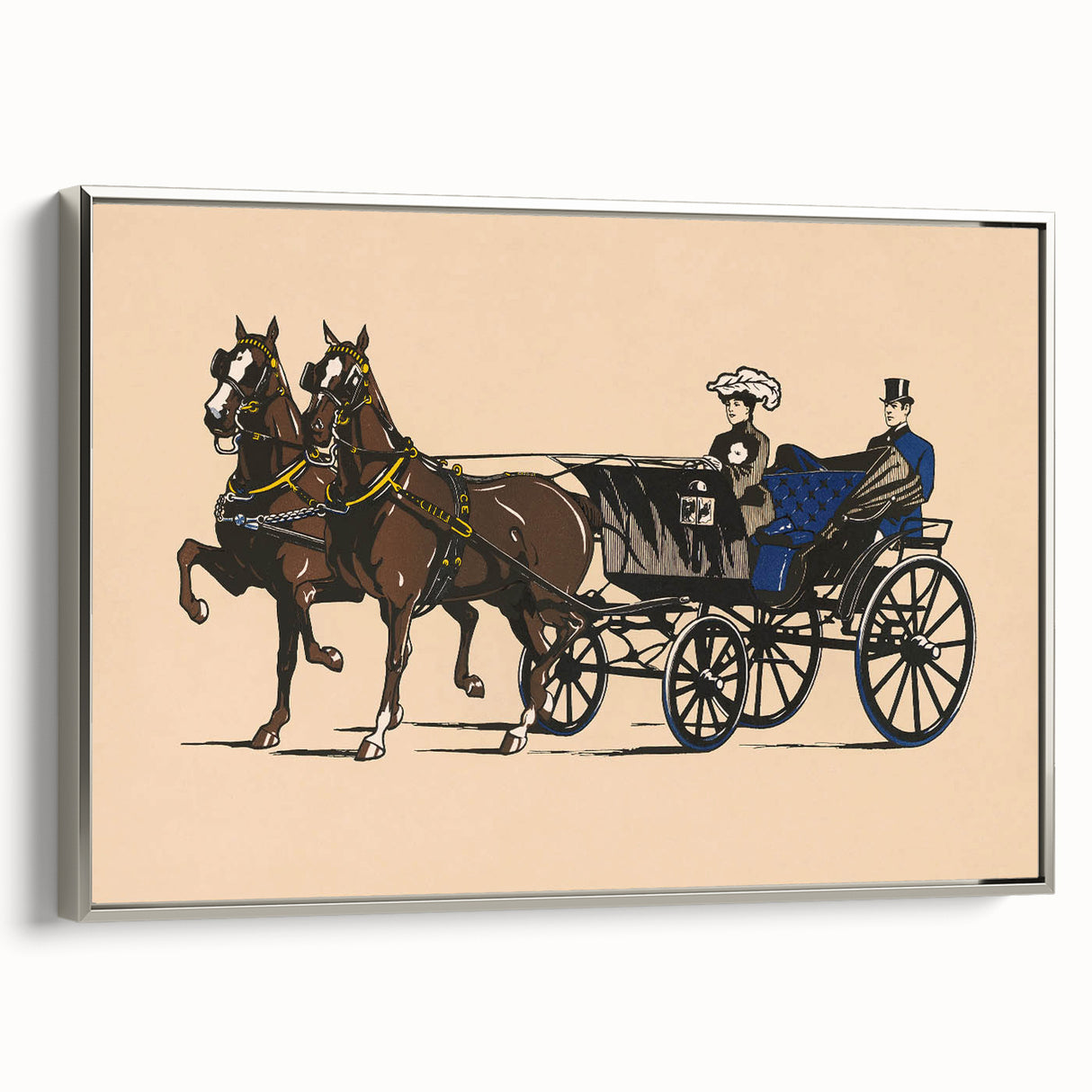 Vintage Horse-Drawn Carriage Poster - Retro Elegant Travel Art