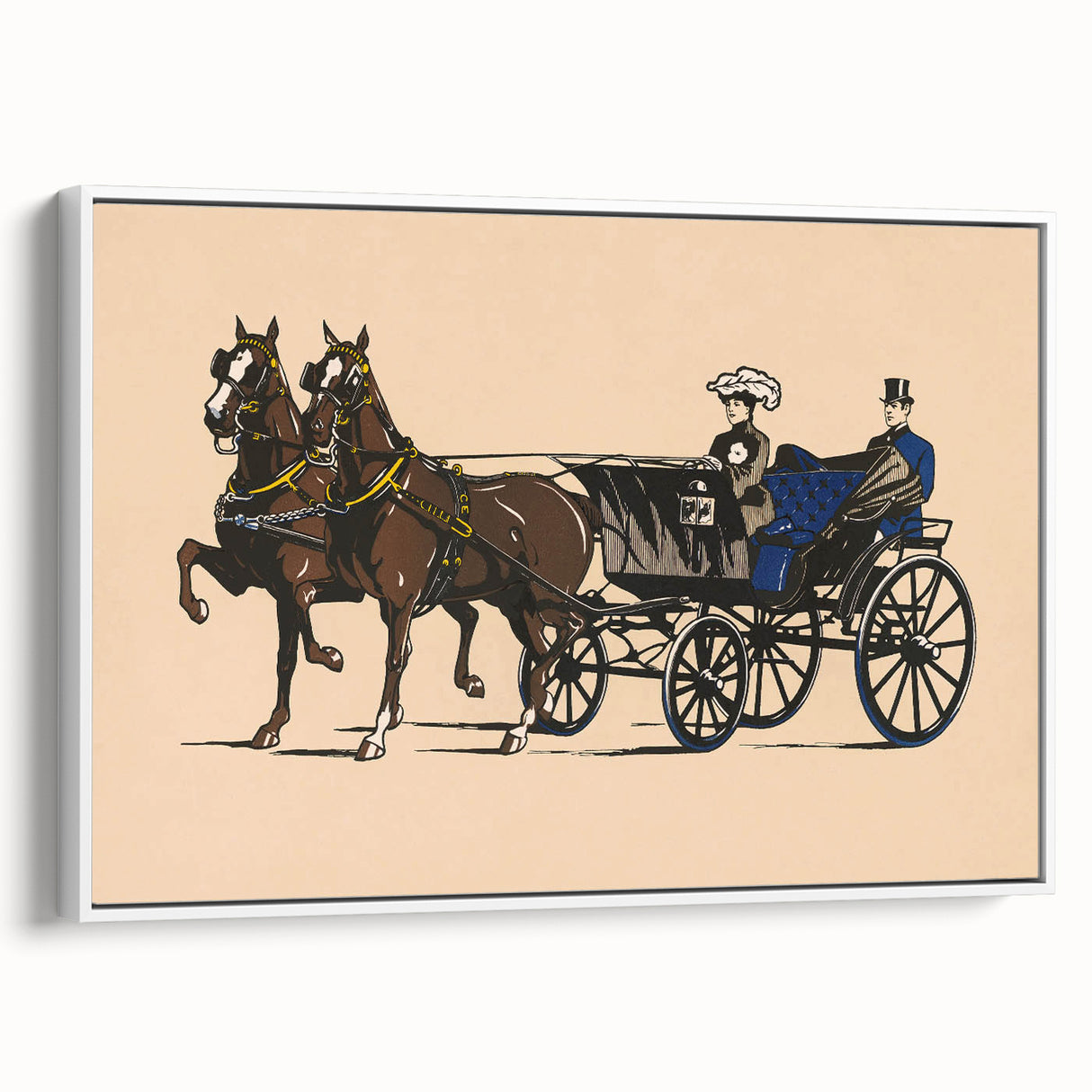 Vintage Horse-Drawn Carriage Poster - Retro Elegant Travel Art