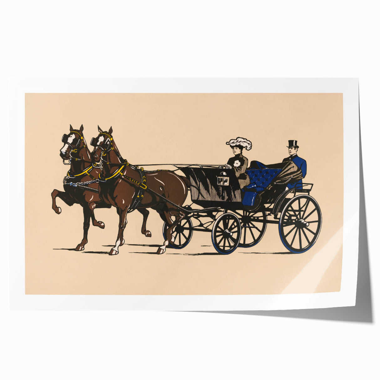 Vintage Horse-Drawn Carriage Poster - Retro Elegant Travel Art