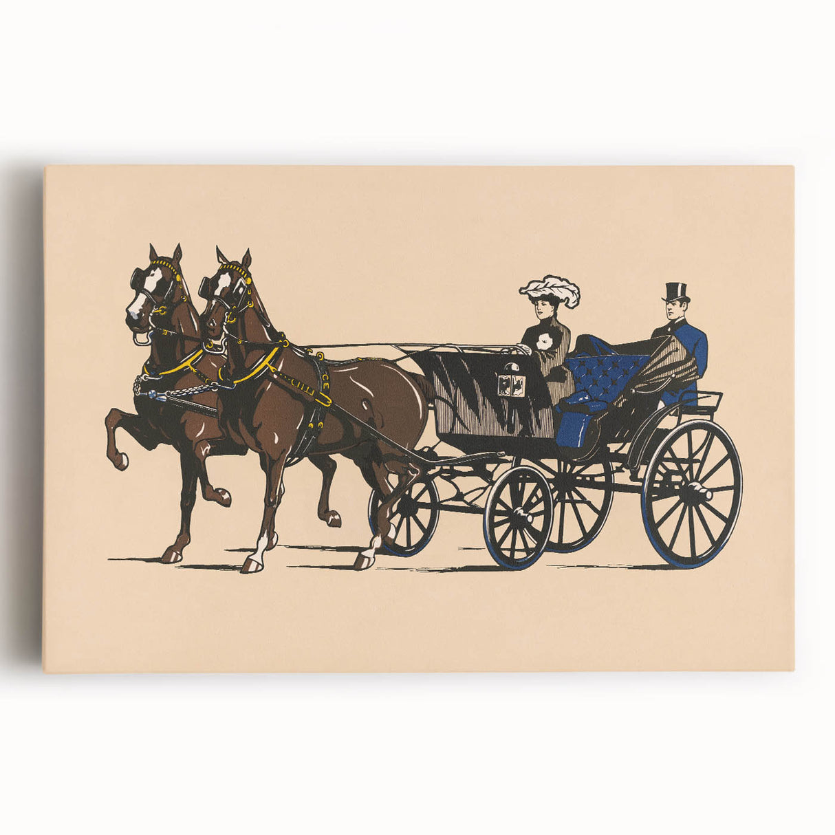 Vintage Horse-Drawn Carriage Poster - Retro Elegant Travel Art