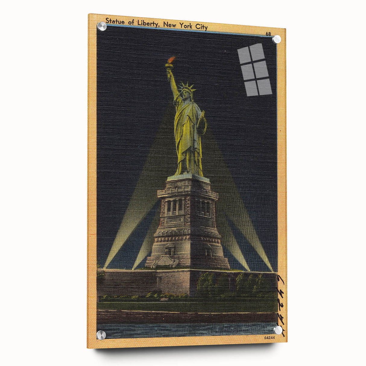 Vintage Travel Poster - Statue of Liberty at Night, NYC