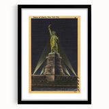 Vintage Travel Poster - Statue of Liberty at Night, NYC