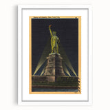 Vintage Travel Poster - Statue of Liberty at Night, NYC