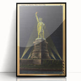 Vintage Travel Poster - Statue of Liberty at Night, NYC