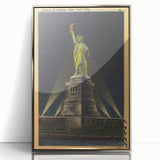Vintage Travel Poster - Statue of Liberty at Night, NYC