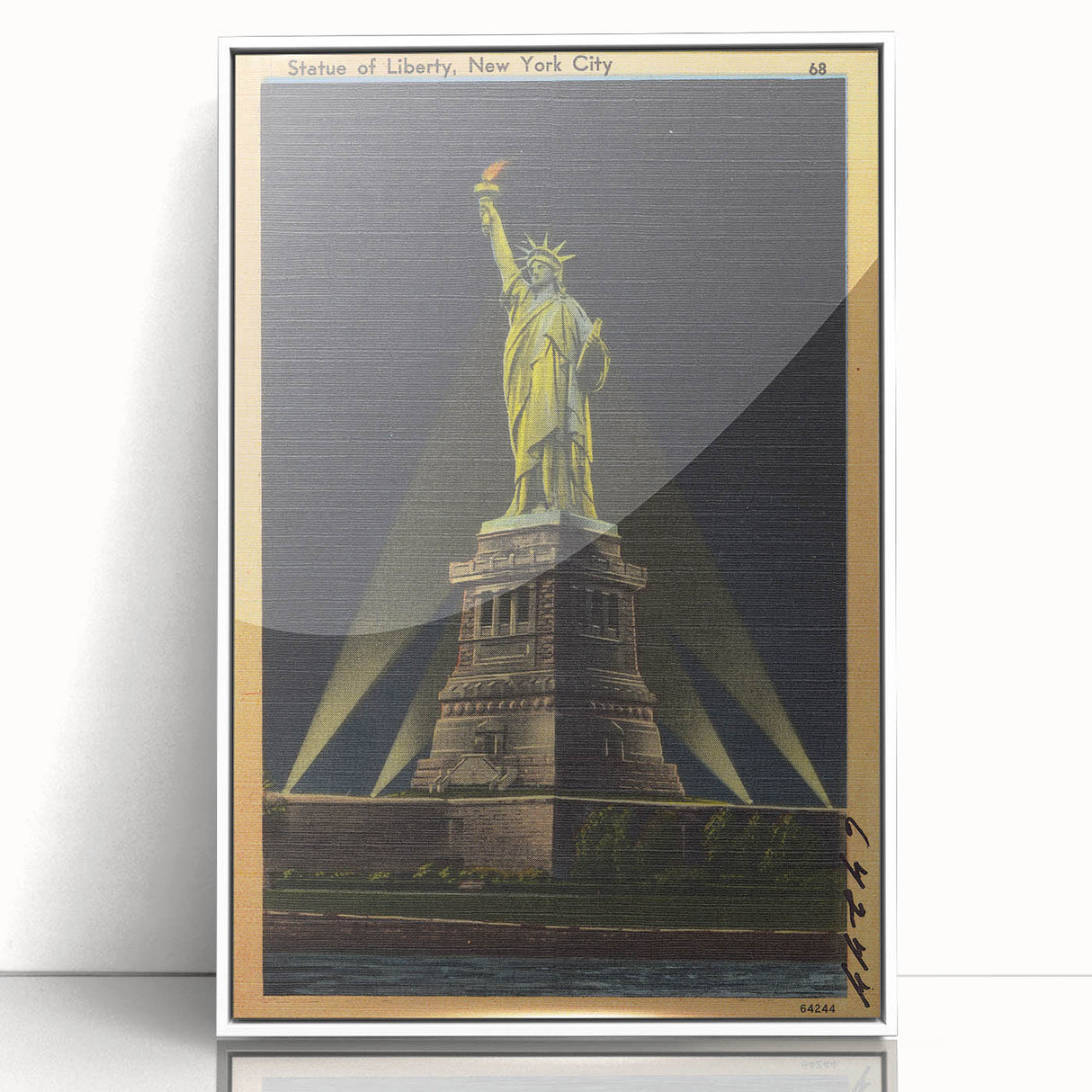 Vintage Travel Poster - Statue of Liberty at Night, NYC