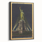 Vintage Travel Poster - Statue of Liberty at Night, NYC