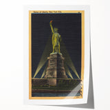 Vintage Travel Poster - Statue of Liberty at Night, NYC
