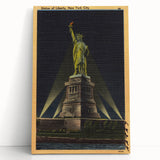 Vintage Travel Poster - Statue of Liberty at Night, NYC
