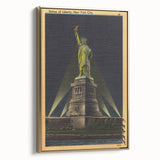 Vintage Travel Poster - Statue of Liberty at Night, NYC