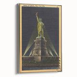 Vintage Travel Poster - Statue of Liberty at Night, NYC