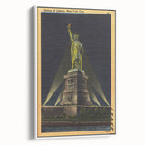 Vintage Travel Poster - Statue of Liberty at Night, NYC