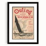 Vintage Outing August Poster – Retro Sailing Travel Art