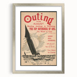 Vintage Outing August Poster – Retro Sailing Travel Art
