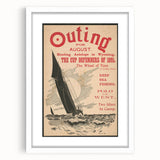Vintage Outing August Poster – Retro Sailing Travel Art