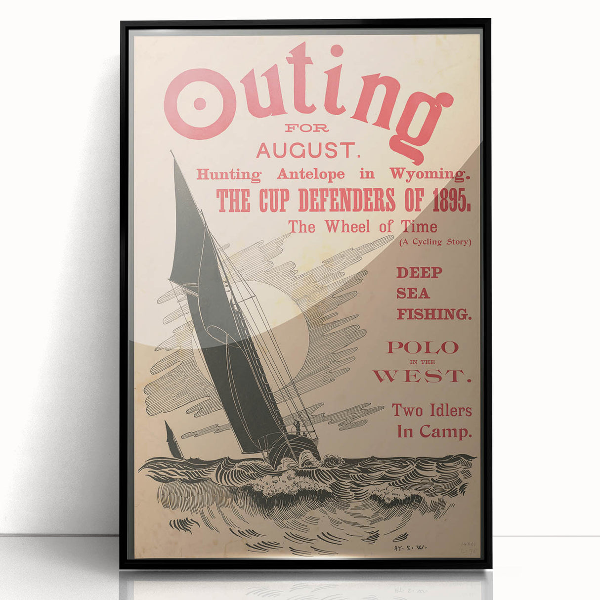 Vintage Outing August Poster – Retro Sailing Travel Art