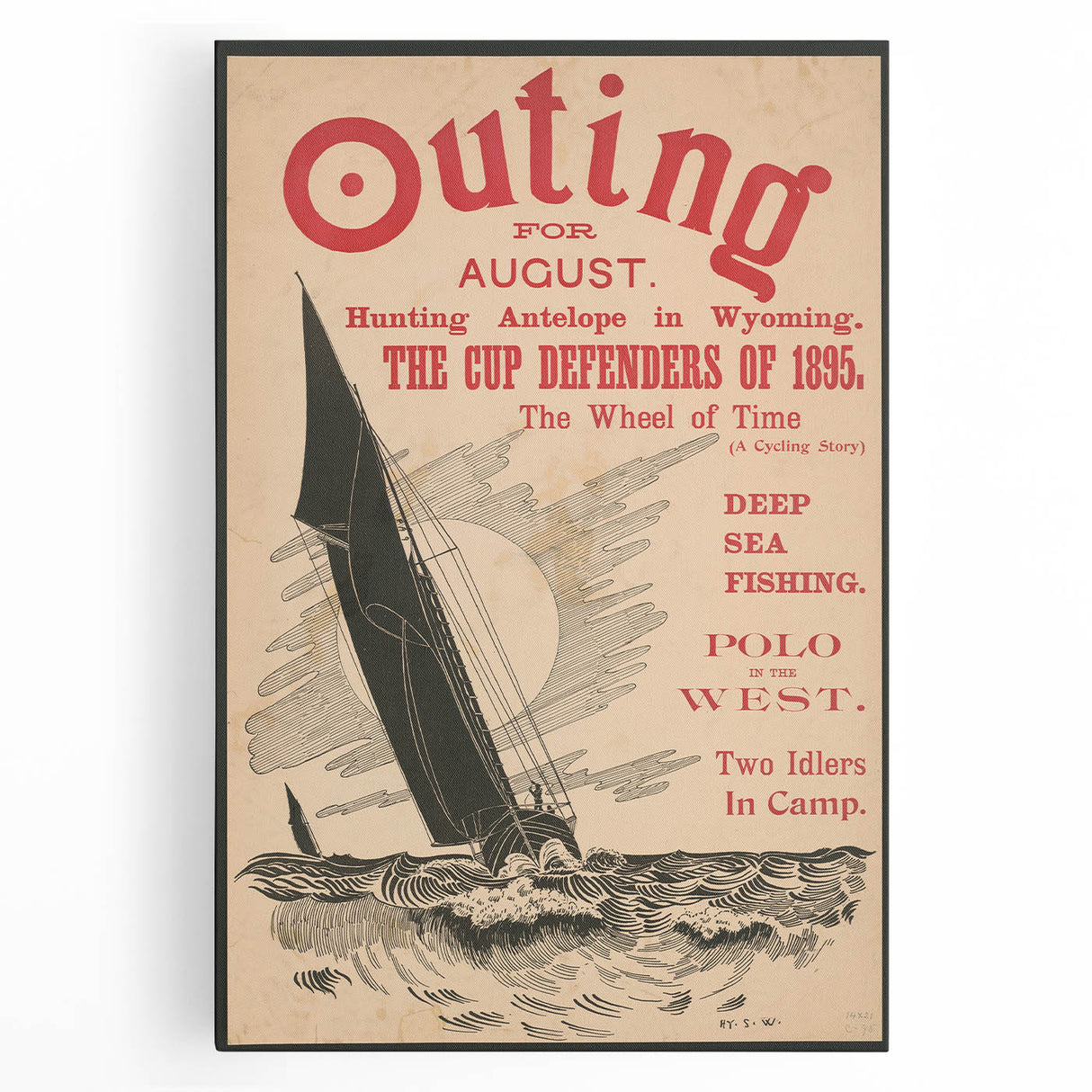 Vintage Outing August Poster – Retro Sailing Travel Art