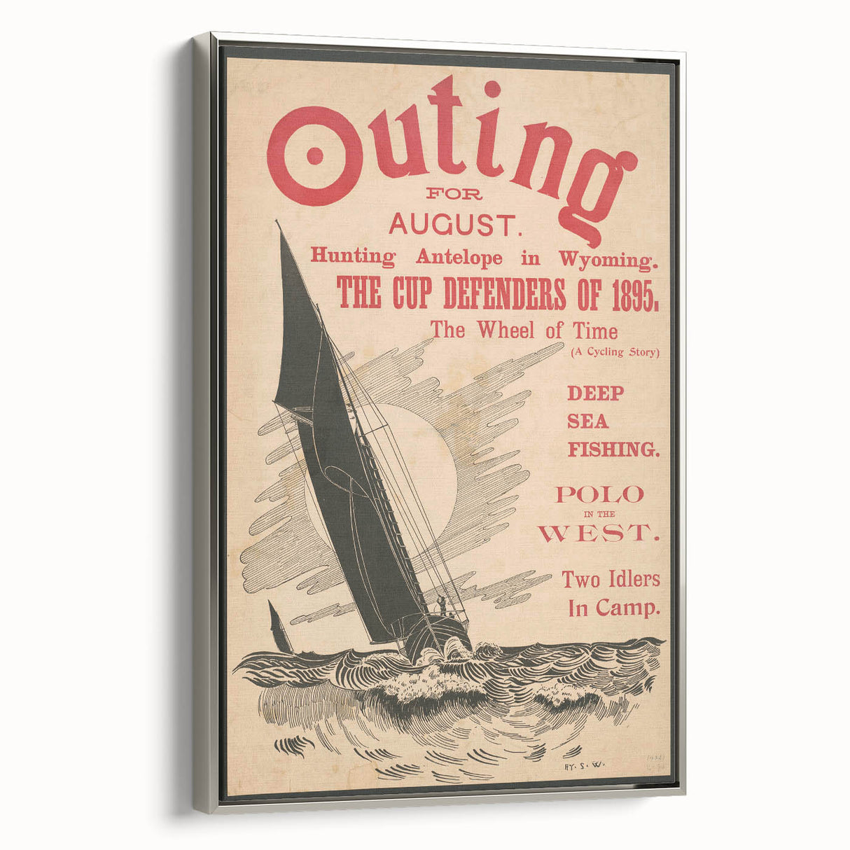 Vintage Outing August Poster – Retro Sailing Travel Art