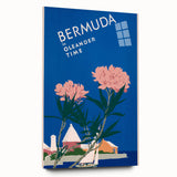 Vintage Bermuda Travel Poster – Retro Oleander Time Wall Art