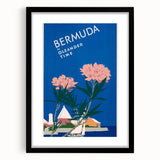Vintage Bermuda Travel Poster – Retro Oleander Time Wall Art