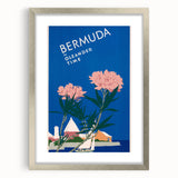 Vintage Bermuda Travel Poster – Retro Oleander Time Wall Art