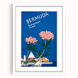 Vintage Bermuda Travel Poster – Retro Oleander Time Wall Art