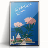 Vintage Bermuda Travel Poster – Retro Oleander Time Wall Art