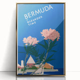 Vintage Bermuda Travel Poster – Retro Oleander Time Wall Art