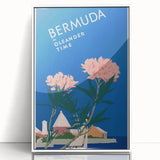 Vintage Bermuda Travel Poster – Retro Oleander Time Wall Art