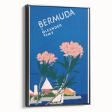 Vintage Bermuda Travel Poster – Retro Oleander Time Wall Art