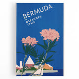 Vintage Bermuda Travel Poster – Retro Oleander Time Wall Art