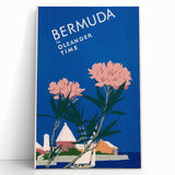 Vintage Bermuda Travel Poster – Retro Oleander Time Wall Art