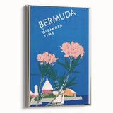 Vintage Bermuda Travel Poster – Retro Oleander Time Wall Art