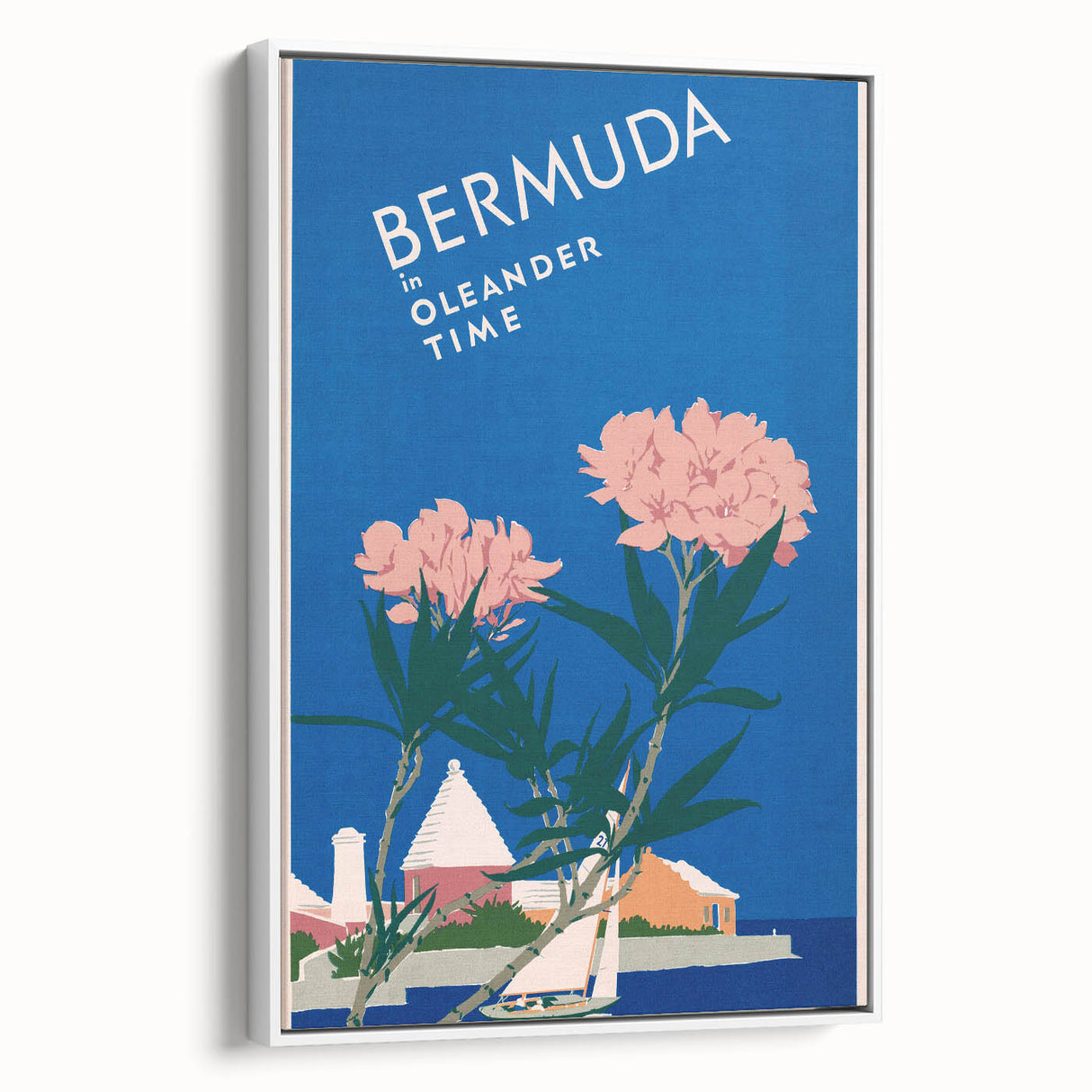 Vintage Bermuda Travel Poster – Retro Oleander Time Wall Art