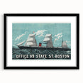 Vintage Ship Illustration Poster - Boston Harbor Maritime Art
