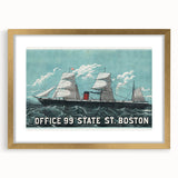 Vintage Ship Illustration Poster - Boston Harbor Maritime Art