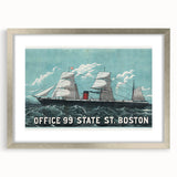 Vintage Ship Illustration Poster - Boston Harbor Maritime Art