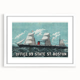 Vintage Ship Illustration Poster - Boston Harbor Maritime Art