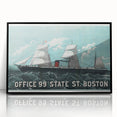 Vintage Ship Illustration Poster - Boston Harbor Maritime Art