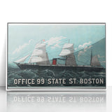 Vintage Ship Illustration Poster - Boston Harbor Maritime Art