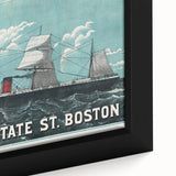 Vintage Ship Illustration Poster - Boston Harbor Maritime Art