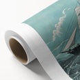 Vintage Ship Illustration Poster - Boston Harbor Maritime Art